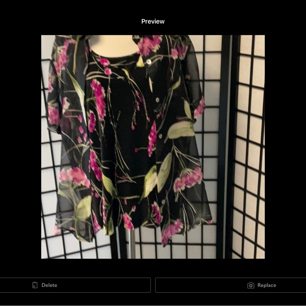Black Floral Sleeveless Tank Top with Pink & excellent condition